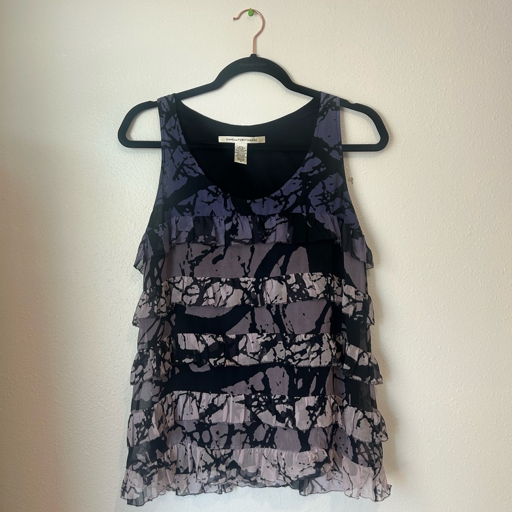 Diane Von frusternberg Women's Black and Purple Sleeveless Top